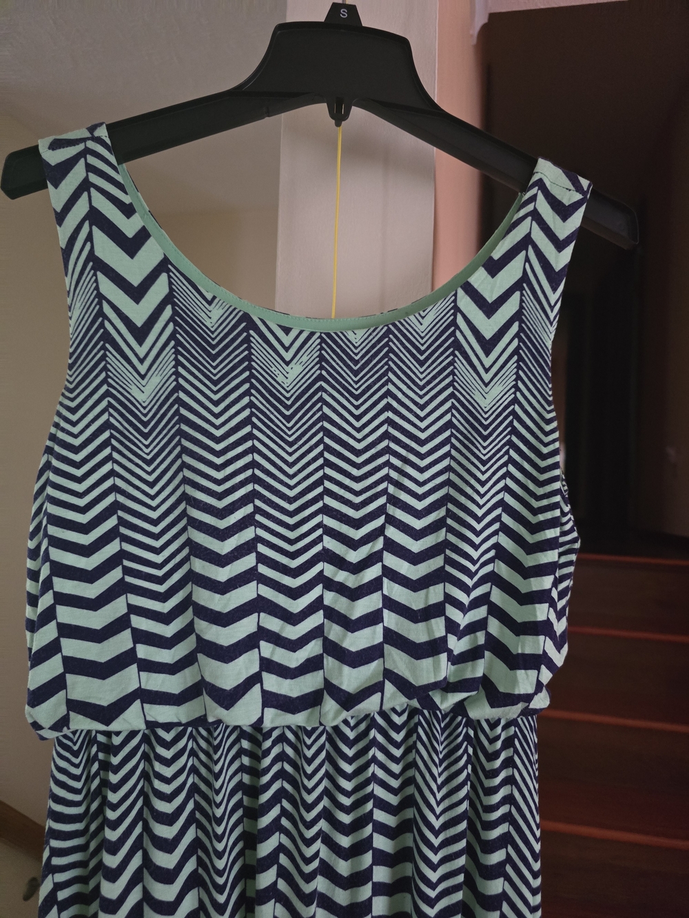 Enfocus Studio Chevron Maxi Dress Mint Green & Navy Maxi Dress Sleeveless - Picture 2 of 4